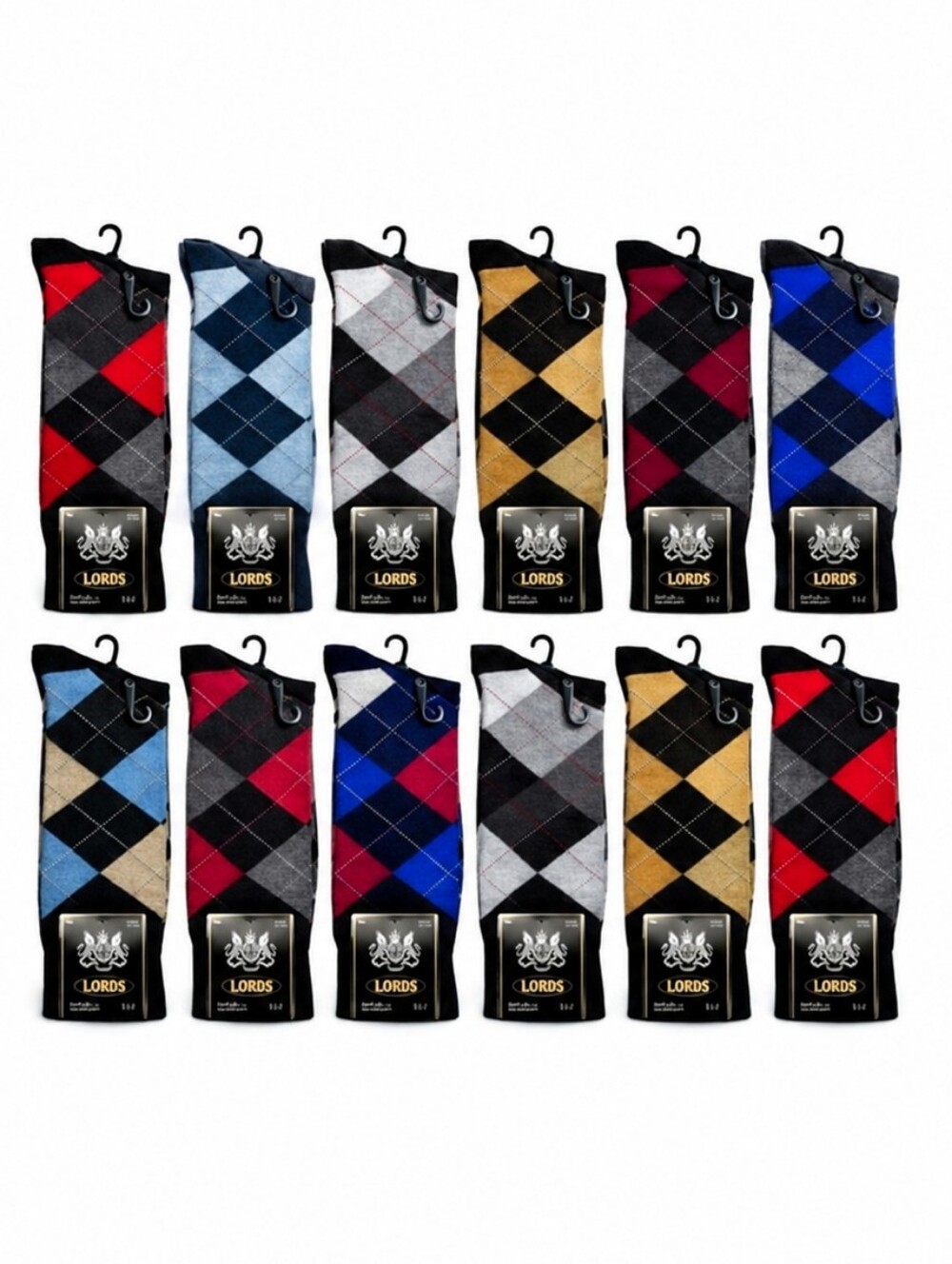 6 Pairs Men’s Argyle Dress Socks Cotton Blend Classic Colors New Size 10-13
